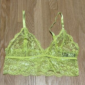 Kendall + Kylie  Neon Greeny Yellow Floral Lace Bralette Adjustable Strap